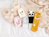 Fluffy Dames sokken - 3 paar - huissokken - dikke sokken - print panda - vogel - hond / blauw - zwart - wit / random / mix - 36-40