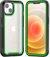 Apple iPhone 13 Backcover - Zwart / Groen - Shockproof Armor - Hybrid - Drop Tested