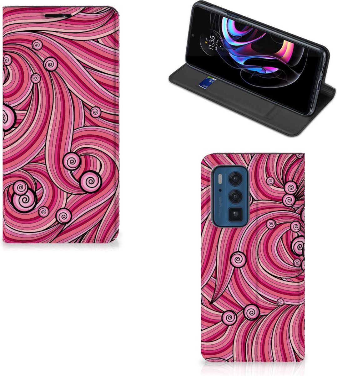 Motorola Edge 20 Pro Bookcase Swirl Pink