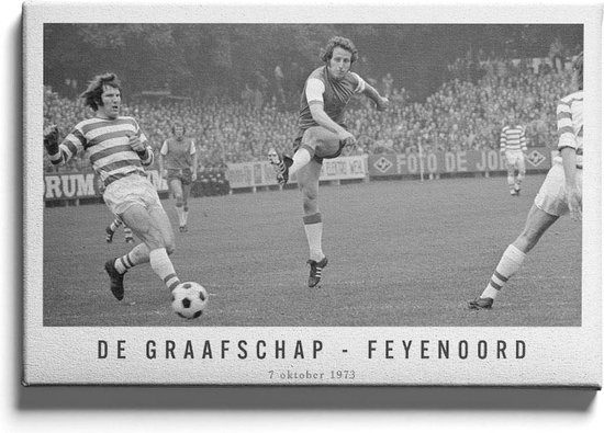 Walljar - De Graafschap - Feyenoord '73 - Muurdecoratie - Feyenoord Voetbal - Feyenoord Artikelen - Rotterdam - Feyenoord Poster - Voetbal - Feyenoord elftal - De Kuip - Rotterdam Poster - Feyenoord Supporters - Canvas schilderij