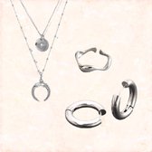 Jobo By JET - gift set - Zilver - Ketting - Oorbellen - Ring - Sieraden - Accessiores - Dames geschenk set
