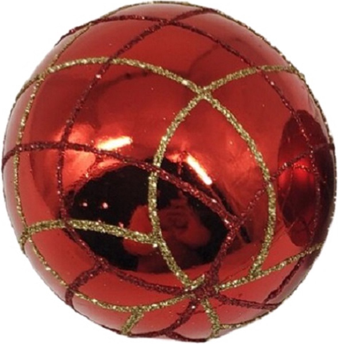 Gerimport Kerstbal Red Glans 7 X 8 Cm Rood/goud