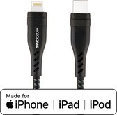 MOJOGEAR Lightning naar USB-C kabel - 1,5 meter kabel - Extra Sterk nylon - Snelladen kabel voor iPhone X / 11 / 12 / 13 / 14 - Zwart/Donkergrijs