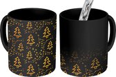 Magische Mok - Foto op Warmte Mokken - Koffiemok - Kerstboom - Black en gold - Patronen - Magic Mok - Beker - 350 ML - Theemok