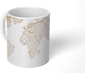 Mok - Wereldkaart - Goud - Grijs - 350 ML - Beker