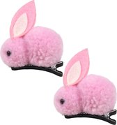 Set van 2 haarspeldjes met aligatorclip voor kinderen meisjes met roze konijntje