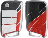 kwmobile autosleutelhoes geschikt voor VW Golf 7 MK7 3-knops autosleutel - Cover in grijs / zwart / rood - Kleurengolf design