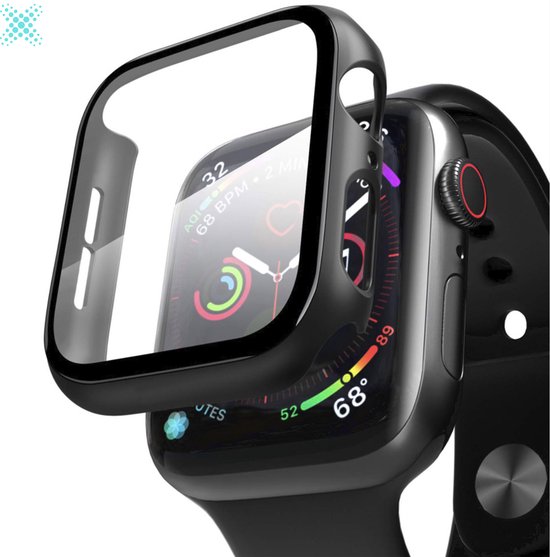 MY PROTECT - Hoesje Geschikt Voor Apple Watch 41mm - Bescherm Case & Screenprotector In 1 - Zwart