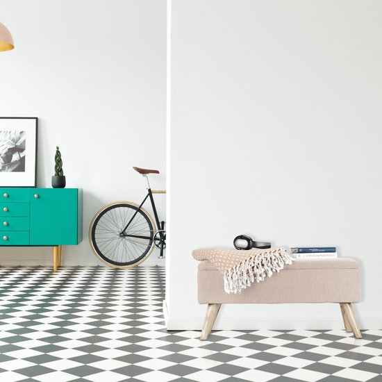 Relaxdays hocker met opbergruimte, zachte halbank, modern, houten poten, modern, stof, HBD: 39x77x39 cm, blauw