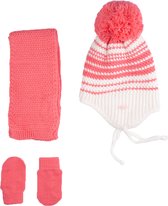 Kitti 3-Delig Winter Set | Muts (Beanie) met Fleecevoering - Sjaal - Handschoenen | 0-18 Maanden Baby Meisjes | Schattig-03 (K2150-05)