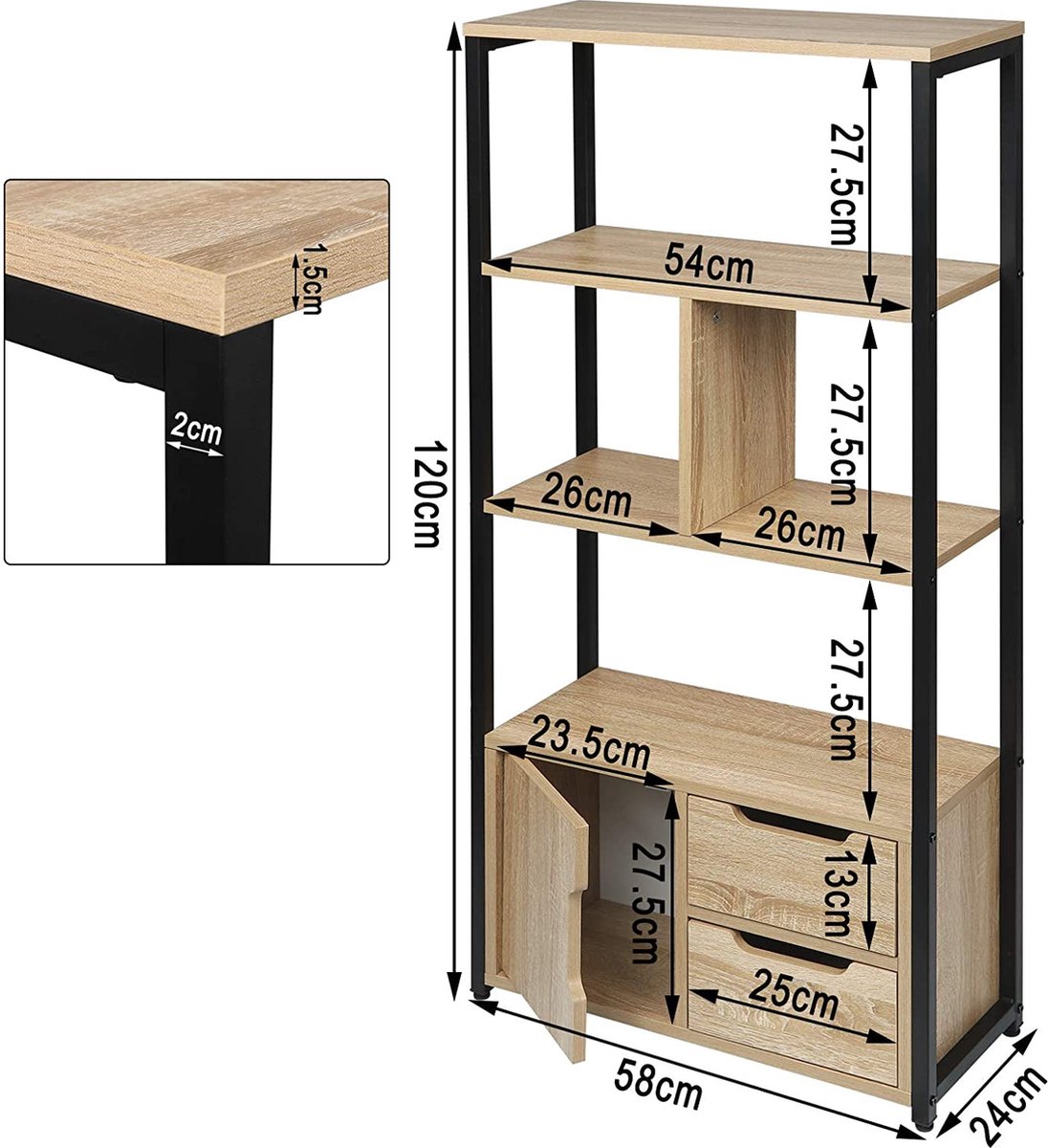 Tafel Boekenkast, Bamboe Hout Uitschuifbaar Bureau Kantoor Tafel
