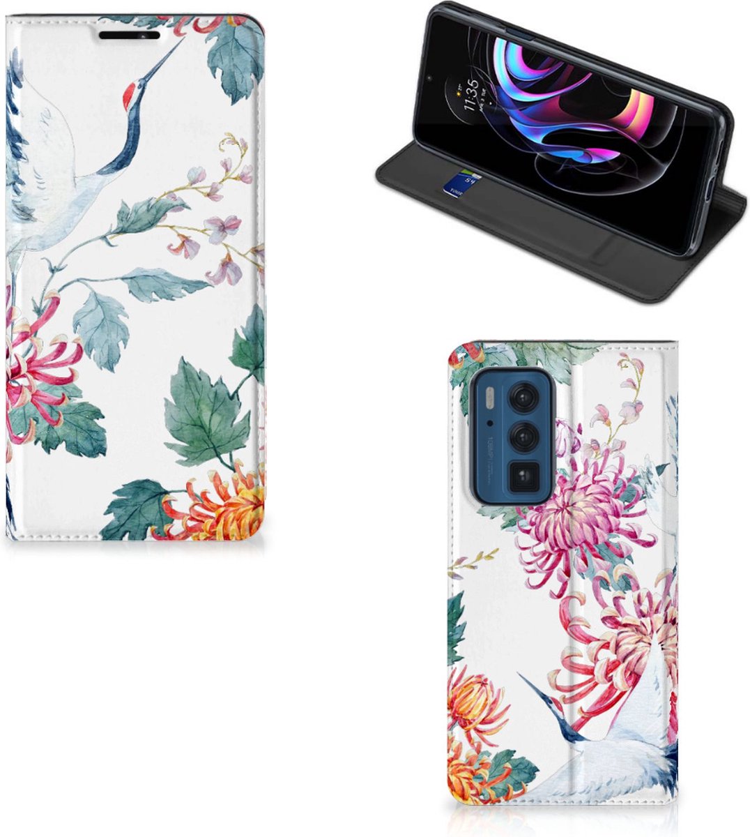 Motorola Edge 20 Pro Hoesje maken Bird Flowers