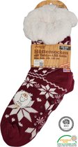 Antonio Huissokken - Hartjes en Sneeuwvlokken - Bordeaux Rood - Dames - Antislip ABS - One Size (35-42) - Hüttensocken - Warme Sokken - Warme Huissok