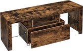 VASAGLE TV-meubel, TV-tafel, met lade, glazen leggers, TV-meubel, TV-plank, voor TV's tot 55 inch, vintage bruin LTV012X01