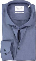 Michaelis slim fit overhemd - twill - blauw (grijs contrast) - Strijkvrij - Boordmaat: 42