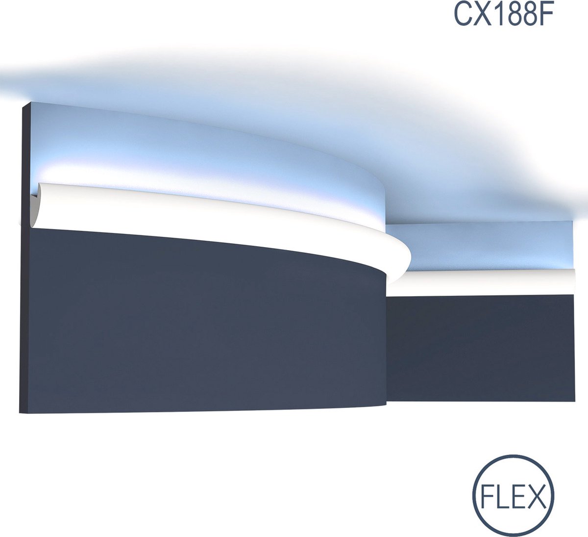 Kroonlijst Orac Decor CX188F AXXENT plafondlijst flexibele lijst lijstwerk modern design wit 2 m