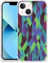 TPU Silicone Hoesje Geschikt voor iPhone13 mini Telefoonhoesje met doorzichtige rand Abstract Groen Blauw