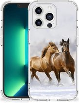 GSM Hoesje Geschikt voor iPhone13 Pro Max Bumper Hoesje met transparante rand Paarden