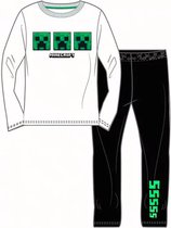Minecraft pyjama - wit - zwart - Maat 134 / 9 jaar