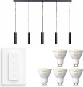 Ztahl Salerno hanglamp - LED - zwart - 5 lichtpunten - Incl. Philips Hue White Ambiance Gu10 & dimmer
