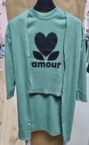 3 delige set, flairpants, t-shirt, vest, kleur army, maat 110/116