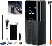 Tbrands® Elektrische fietspomp - Elektrische bandenpomp - 6000 mAh - Accu fietspomp -  Powerbank en Zaklamp - Draagbare Compressor - Compressor bandenpomp - Fietspomp met drukmeter