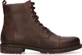 Manfield - Heren - Bruine leren veterboots - Maat 45