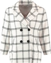 GERRY WEBER Dames Geruite blazer met 3/4-mouwen Ecru/Weiss/Schwarz Karo-38