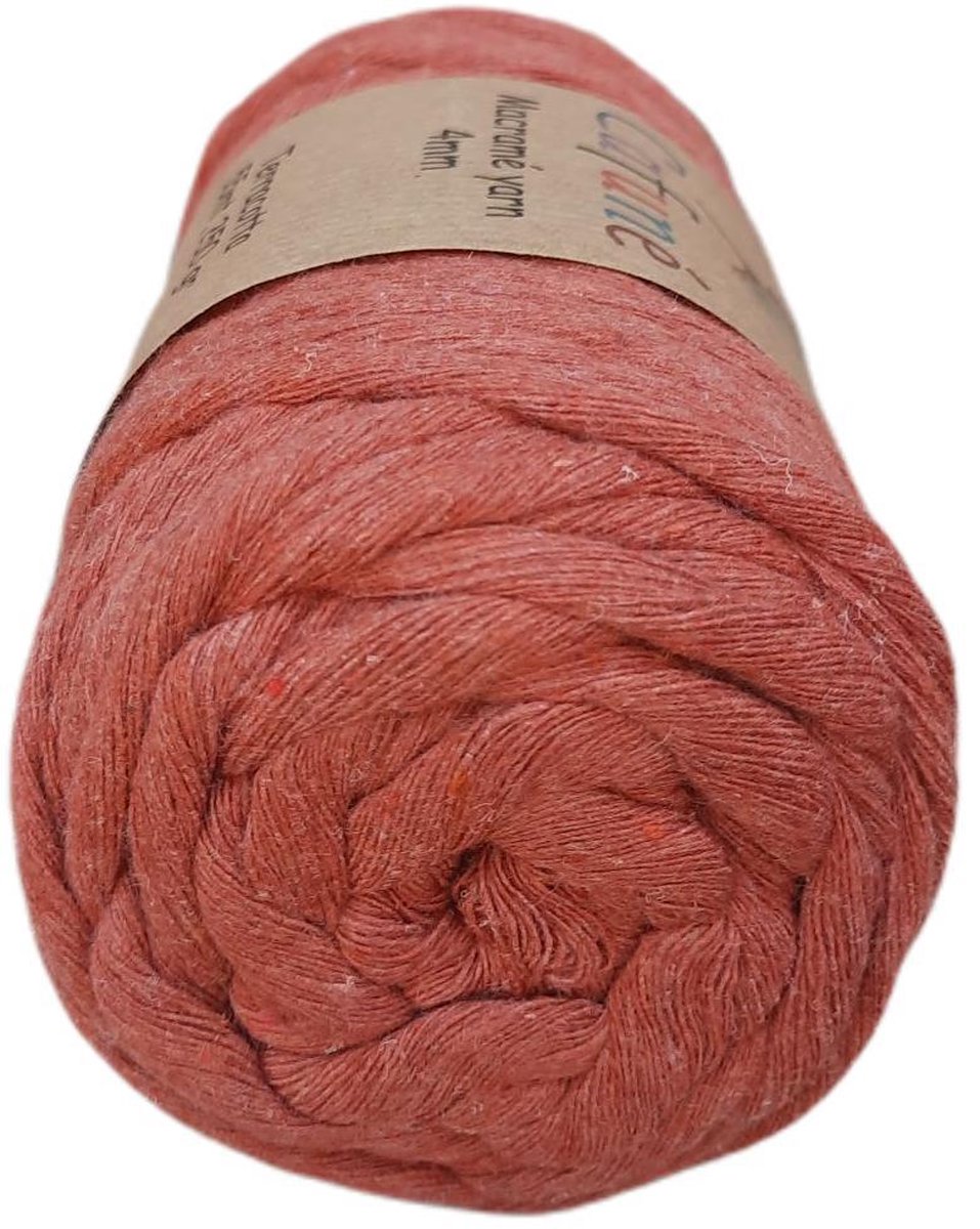 Macrame Garen-Terracotta-4mm–55 meter-Uitkambaar-Gerecycled katoen-Koord-Touw-Dromenvanger-Wandtapijt