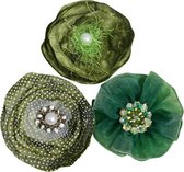 Petaloo fabric flowers x3 light green - 1 stuk