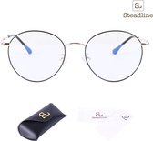 Steadline Computerbril UV400 – Blauw Licht bril – Blue Light Glasses – Zonder Sterkte – Unisex – Zwart/Goud
