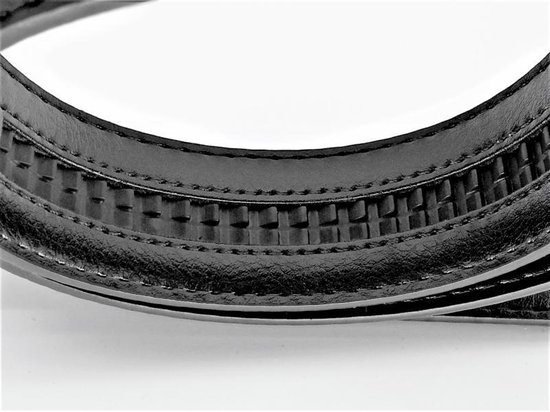 Leren riem zwart, voor automatische buckle, krokodillenpatroon L125cm, H38mm, D4mm