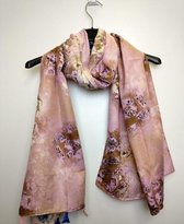 Lange dames sjaal Ingrid roze bruin