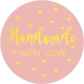 Sluitsticker - Sticker Handmade With Love  - Sluitzegel - 40 stuks | Zalm Rose – Goud – Hartjes  | Envelop Stickers | Cadeau - Gift - Traktatie - Kado - Cadeauzakje | Chique inpakk