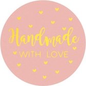 Sluitsticker - Sticker Handmade With Love  - Sluitzegel - 40 stuks | Zalm Rose – Goud – Hartjes  | Envelop Stickers | Cadeau - Gift - Traktatie - Kado - Cadeauzakje | Chique inpakken | Groen – Goud - Wit