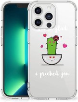 Shockproof Case iPhone 13 Pro Max Back Case Siliconen Hoesje met transparante rand Cactus Glad