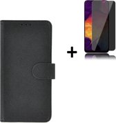 Samsung Galaxy A03s Hoesje - Samsung Galaxy A03s Screenprotector - Wallet Bookcase Zwart + Privacy Screenprotector