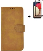Samsung Galaxy A03s Hoesje - Samsung Galaxy A03s Screenprotector - Wallet Bookcase Bruin + Full Screenprotector