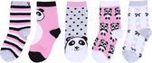 5x kleurrijke sokken - Panda MAAT 37-40 EU