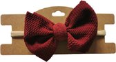 Stoffen Strik Bordeaux Rood Nylon Haarband | 0 t/m 12 jaar | Grote Strik | Kind Newborn Baby Meisje | Feest Kerst Hip Schattig Bruiloft