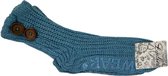 Warme gebreide sokken met knopen - Huissokken - Blauw  - One Size - Dames - Anti-slip sokken - TV / Netflix / Hangbank sokken - Wintersokken