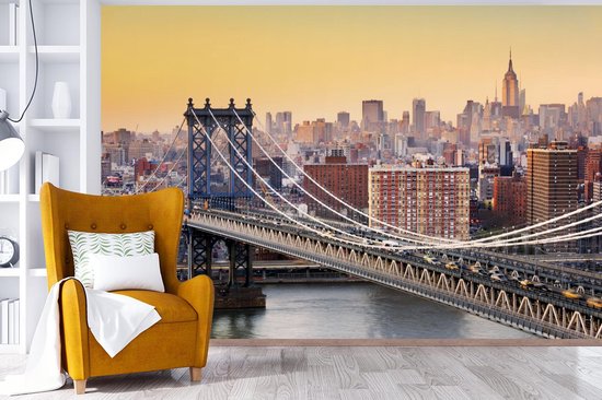 Behang - Fotobehang Manhattan Bridge in New York - Breedte 330 cm x hoogte 220 cm