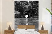 Behang - Fotobehang Gat in de muur in de natuur van Costa Rica in zwart wit - Breedte 155 cm x hoogte 240 cm