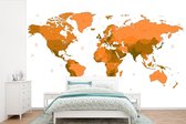 Behang - Fotobehang Wereldkaart - Oranje - Simpel - Breedte 360 cm x hoogte 240 cm