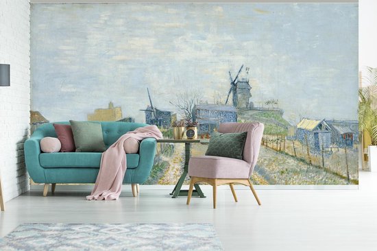 Papier peint - Papier peint photo peint Montmartre : moulins à vent et potagers - Vincent van Gogh - Largeur 500 cm x hauteur 280 cm