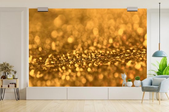 Paillettes jaunes avec un fond d' fotobehang flou