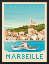 Poster met lijst Vintage Marseille - 30 x 40