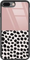 iPhone 8 Plus/7 Plus hoesje glass - Stippen roze | Apple iPhone 8 Plus case | Hardcase backcover zwart