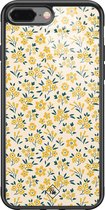 iPhone 8 Plus/7 Plus hoesje glass - Yellow garden | Apple iPhone 8 Plus case | Hardcase backcover zwart
