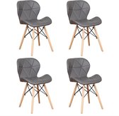 Hedendaagse design - set van 4 eetkamerstoelen - stoelen voor Eetkamer - Keuken - Kantoor - Restaurant -Scandinavische stijl - GRIJS eco-leer